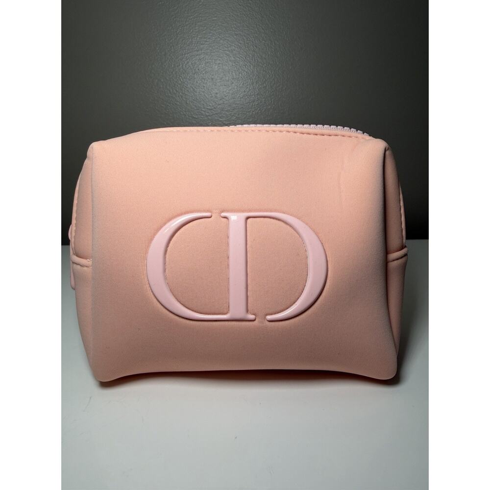 Auth Dior Trousse Pouch Cosmetic Makeup CD Logo Empty Bag Light Pink Clutch
